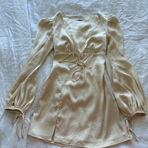 Oh Polly Cream V-Neck Dress